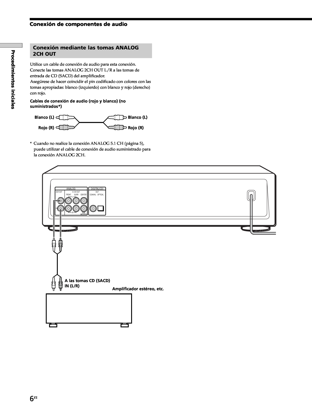 Sony SCD-XB770 operating instructions Conexión de componentes de audio, Conexión mediante las tomas ANALOG 2CH OUT, Rojo R 