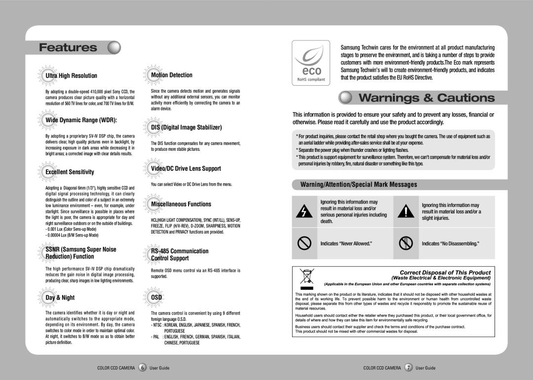 Sony SCH-735 manual Features, Ultra High Resolution 