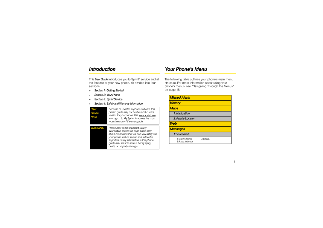 Sony SCP3810 manual Introduction Your Phone’s Menu, Navigation Family Locator, Voicemail 