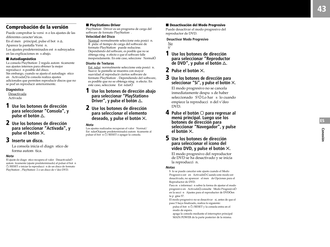 Sony SCPH-50011 instruction manual Comprobación de la versión, Inserte un disco, Pulse el botón 