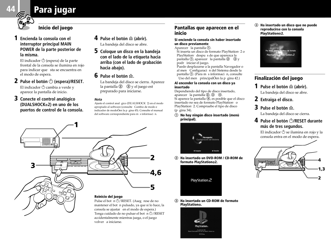 Sony SCPH-50011 Para jugar, Inicio del juego, Pantallas que aparecen en el inicio, Finalización del juego 