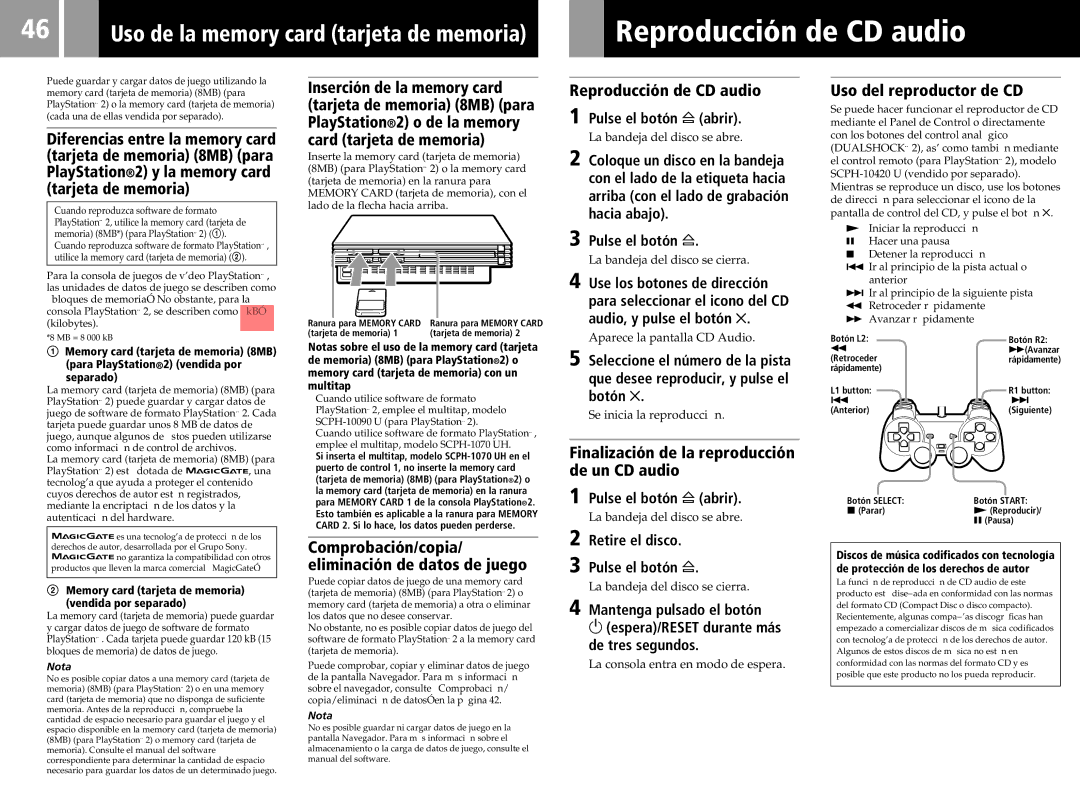 Sony SCPH-50011 instruction manual Reproducción de CD audio, Uso del reproductor de CD 