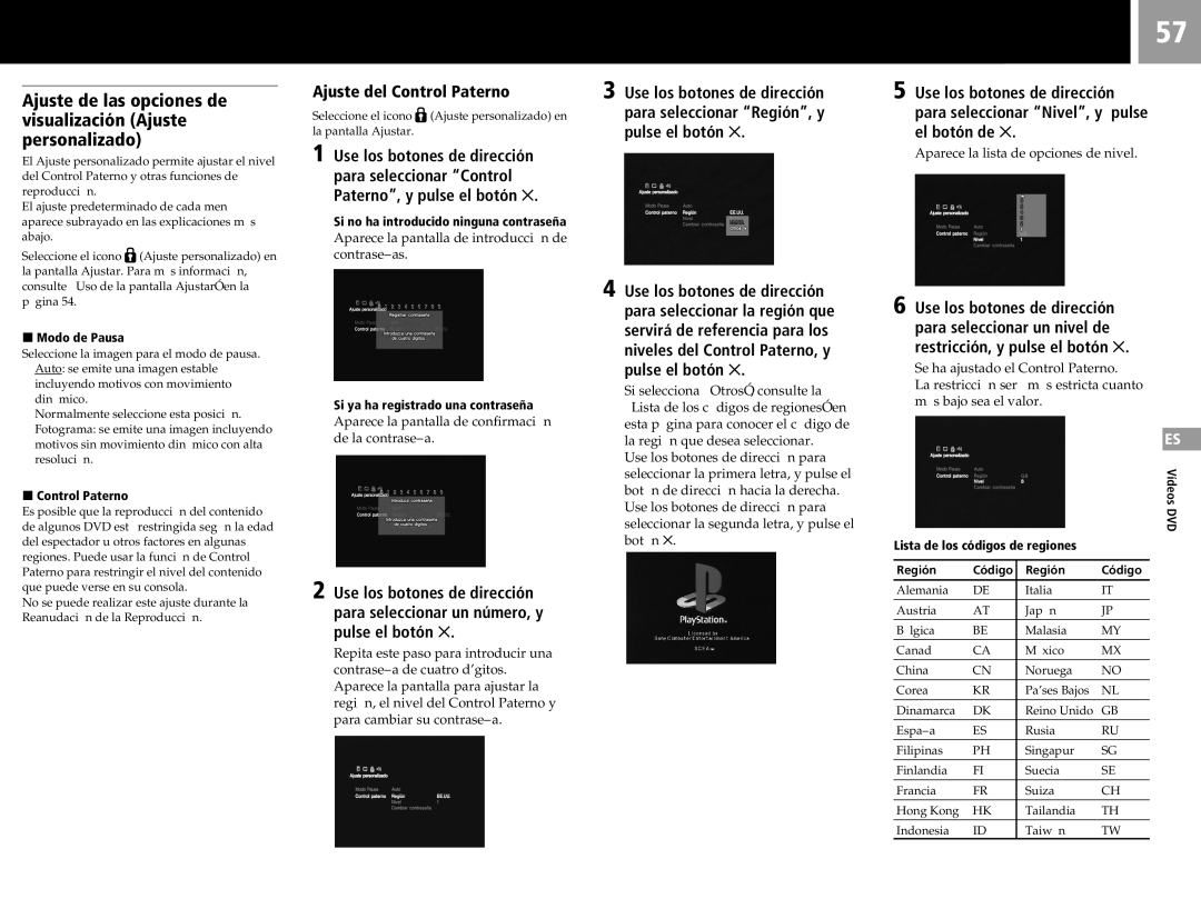 Sony SCPH-50011 instruction manual Ajuste del Control Paterno, Para seleccionar Control Paterno, y pulse el botón 