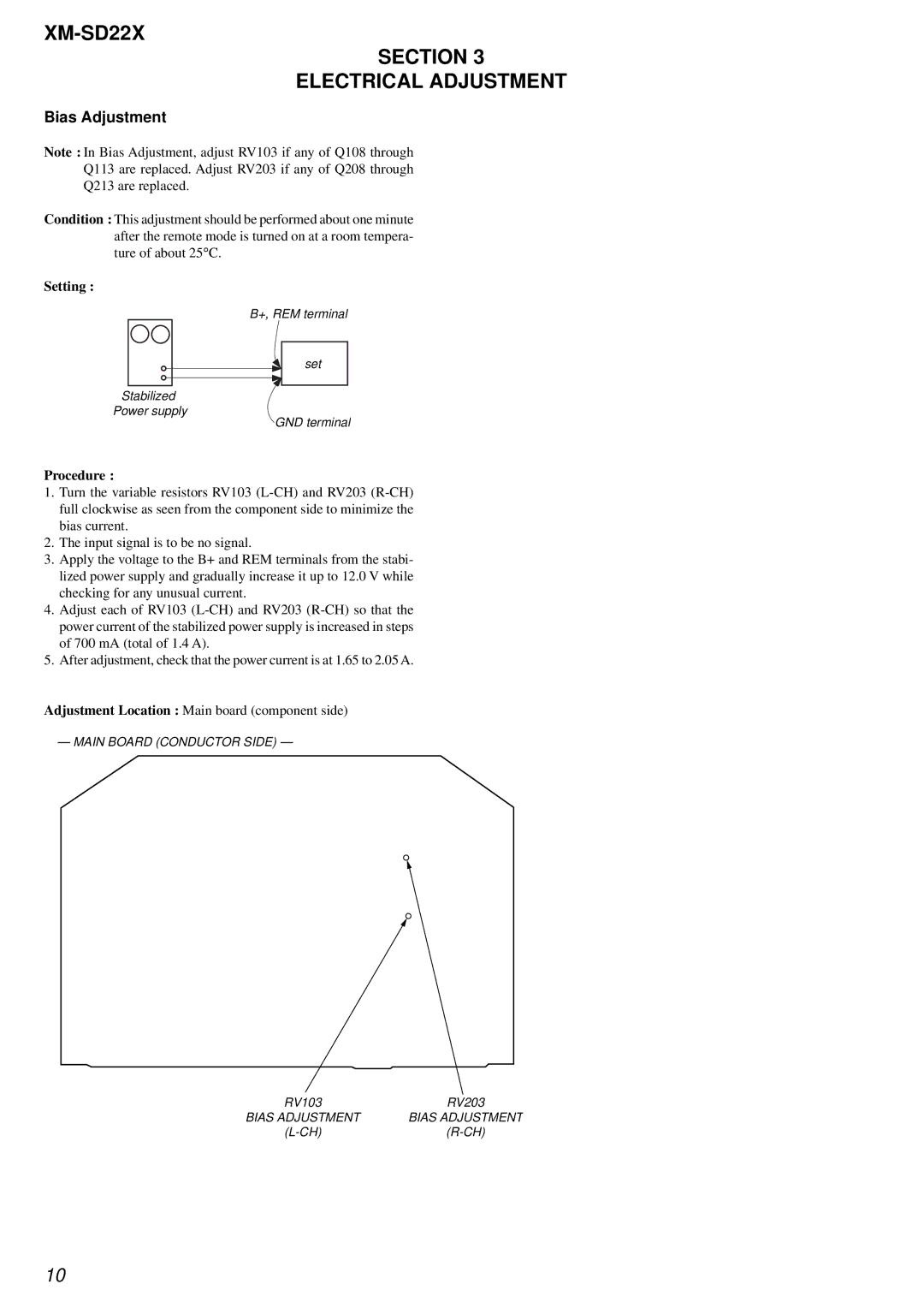 Sony service manual XM-SD22X Section Electrical Adjustment, Bias Adjustment 