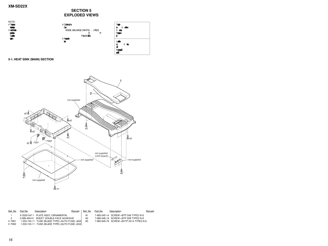 Sony SD22X Section Exploded Views, Heat Sink Main Section, Screw +BTP 3X6 TYPE2 N-S, Screw +BTP 3X8 TYPE2 N-S 