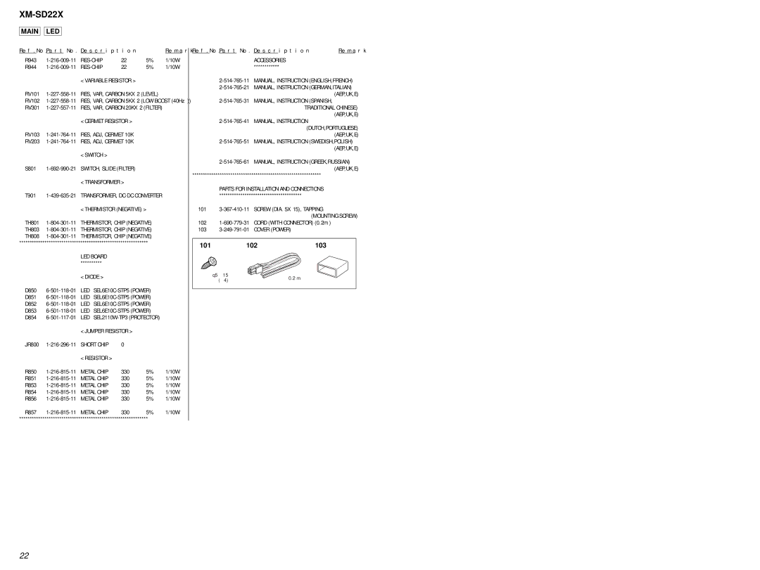 Sony SD22X service manual Main LED 