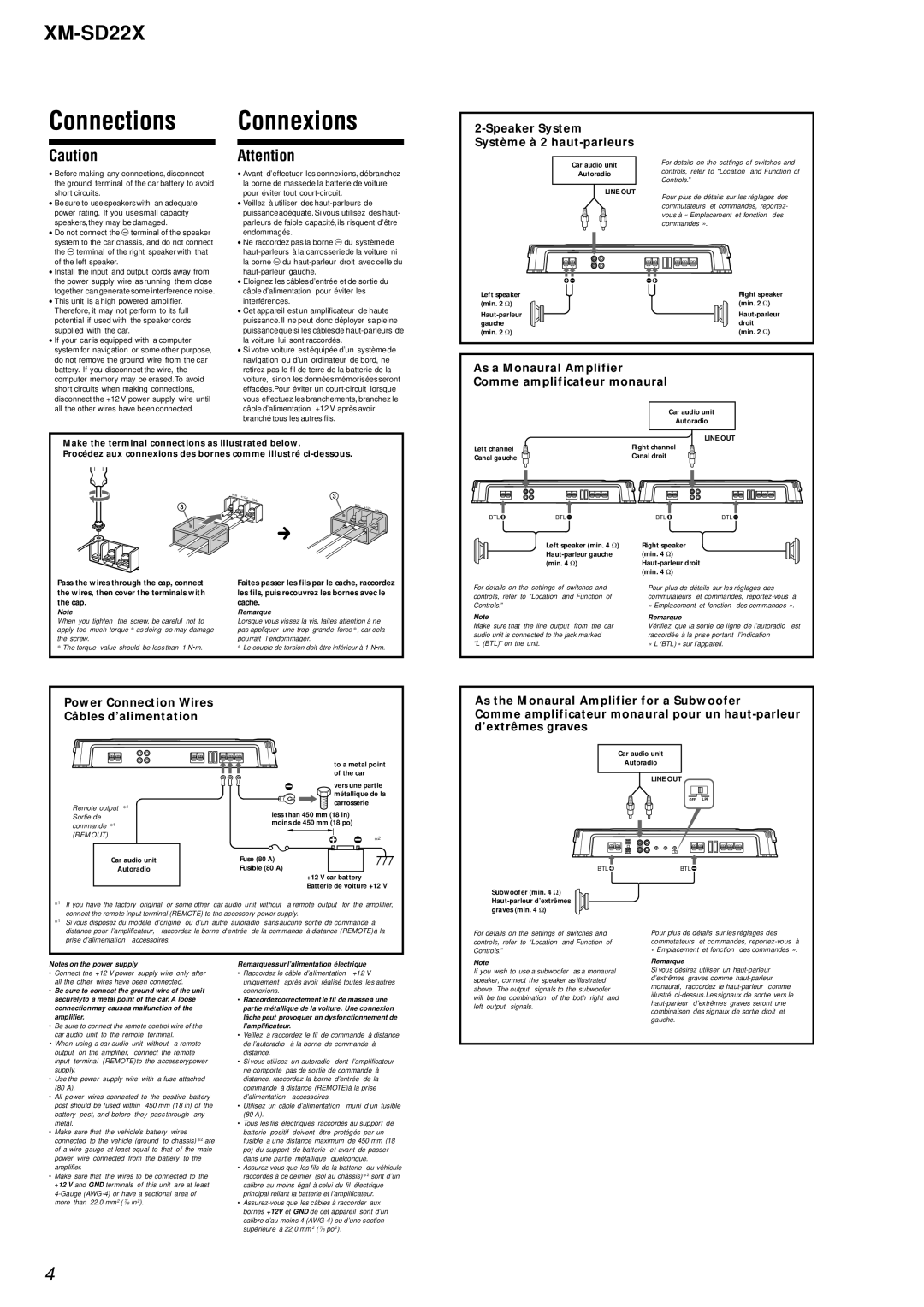 Sony SD22X service manual Connections 