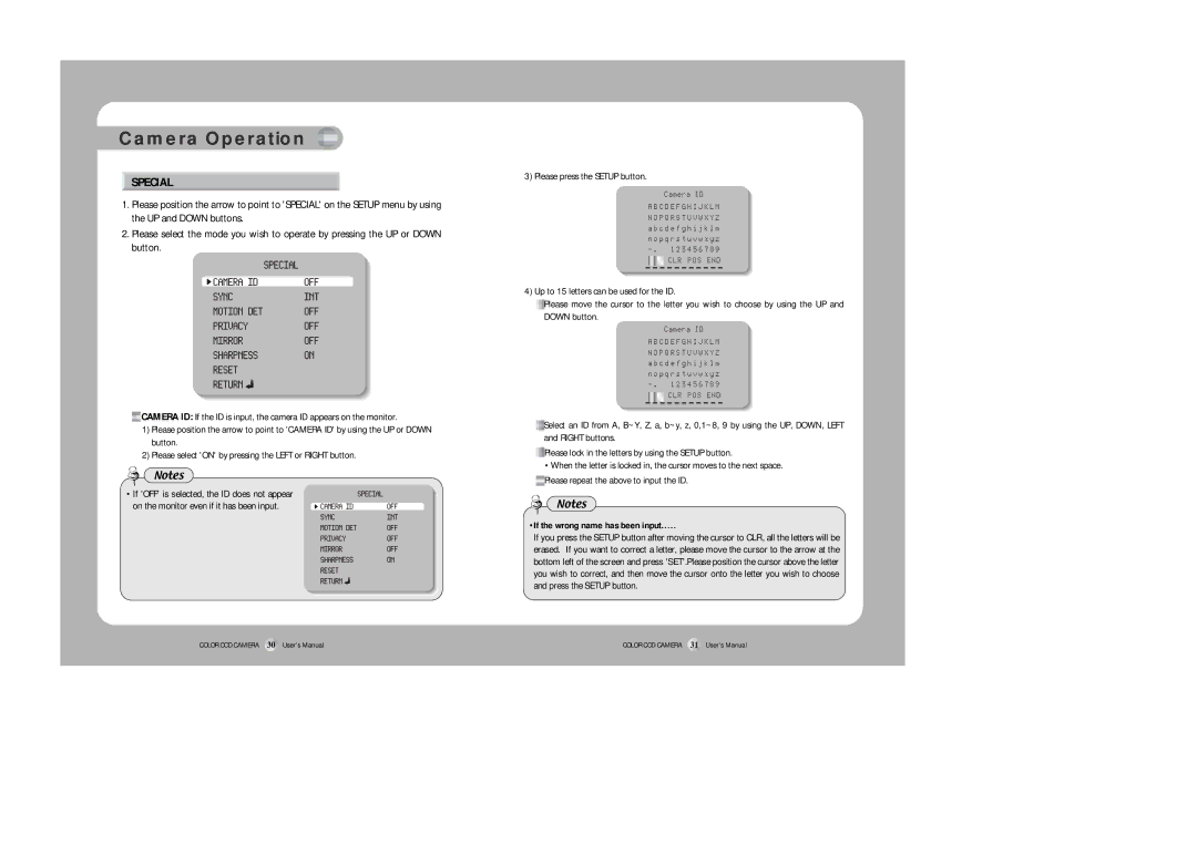 Sony SDC-313A instruction manual Special, Please press the Setup button 