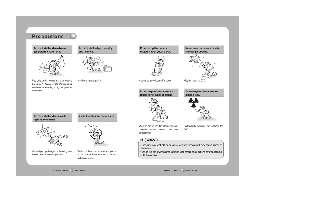 Sony SDC-313A instruction manual Precautions, Do not install in high humidity environment 