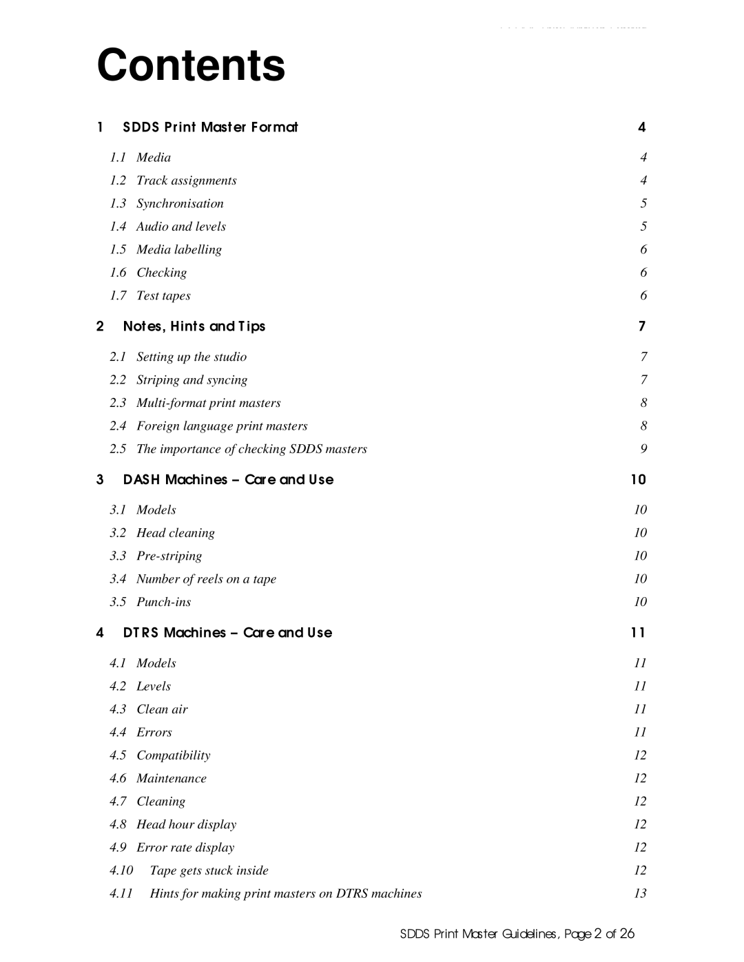 Sony SDDS Print Master manual Contents 