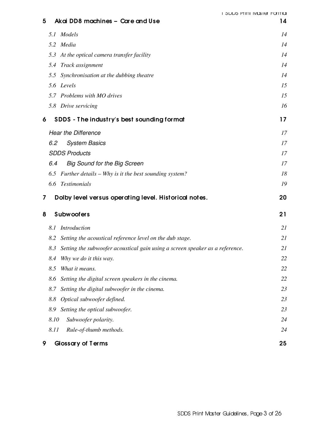 Sony SDDS Print Master manual Glossary of T erms 