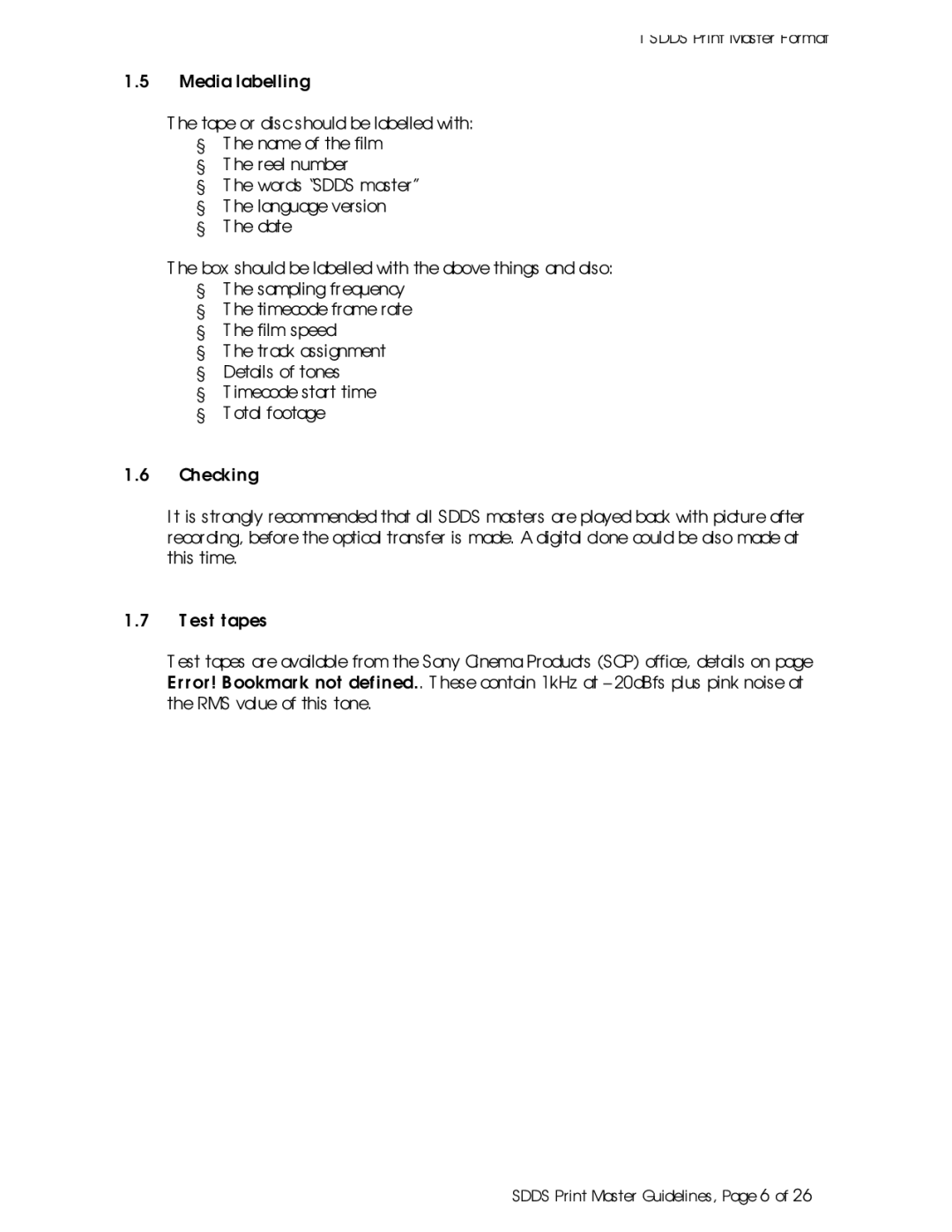 Sony SDDS Print Master manual Sdds Print Master Guidelines, Page 6 