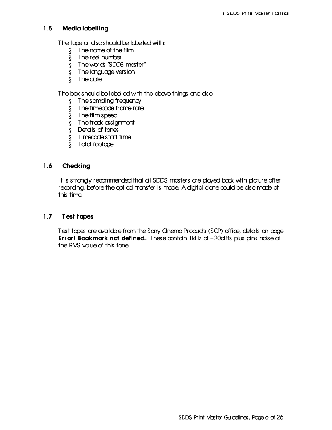 Sony SDDS Print Master manual 1.5Media labelling 