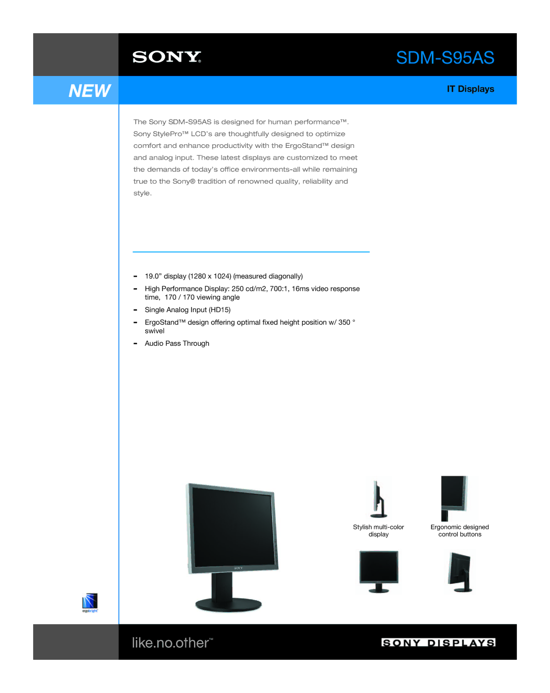 Sony SDM-S95AS manual IT Displays 