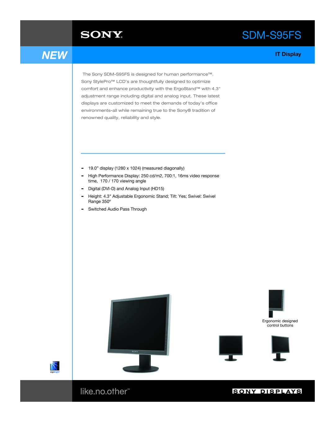 Sony SDM-S95FS manual IT Display 