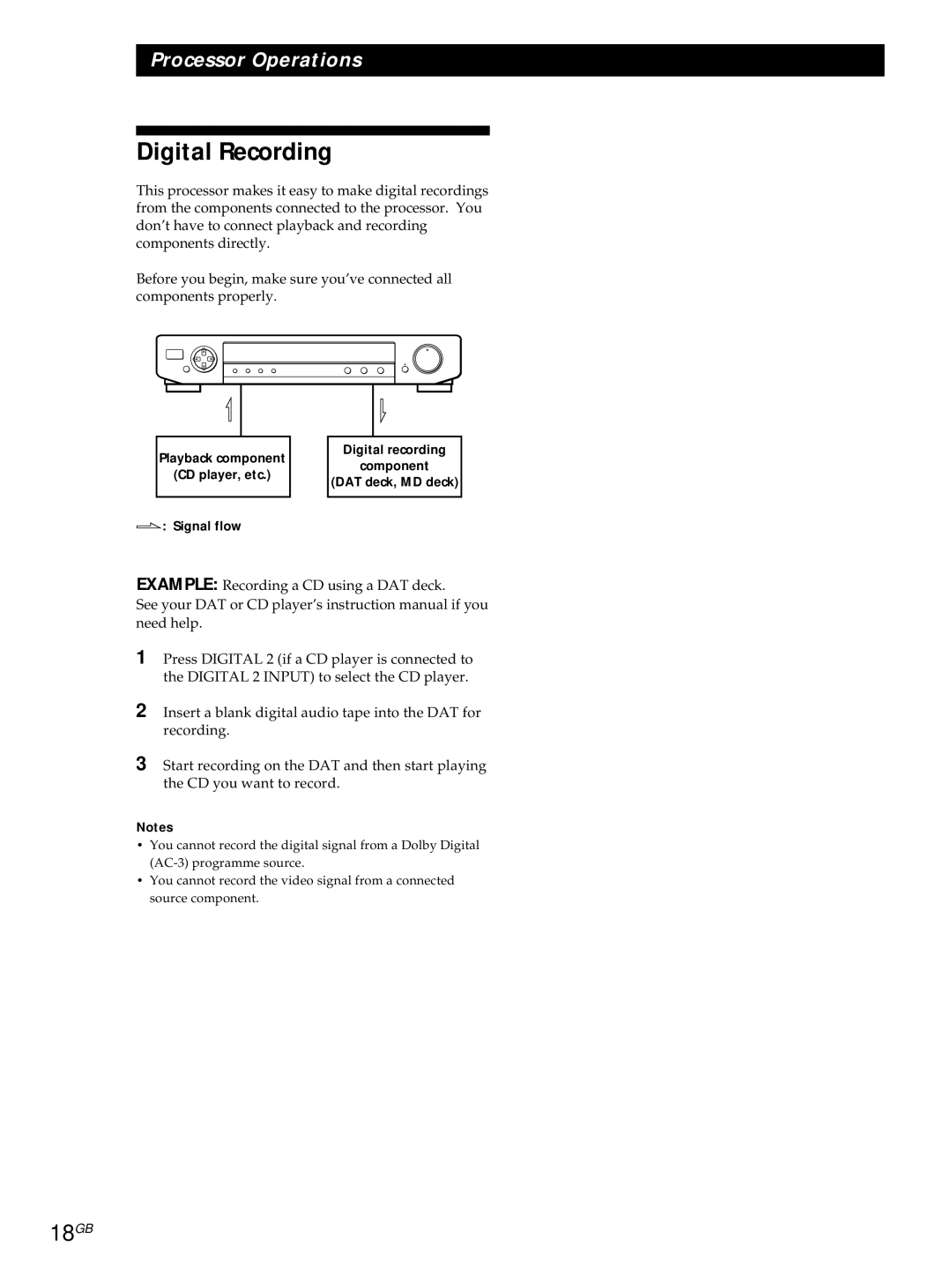 Sony SDP-E800 operating instructions Digital Recording, 18GB 