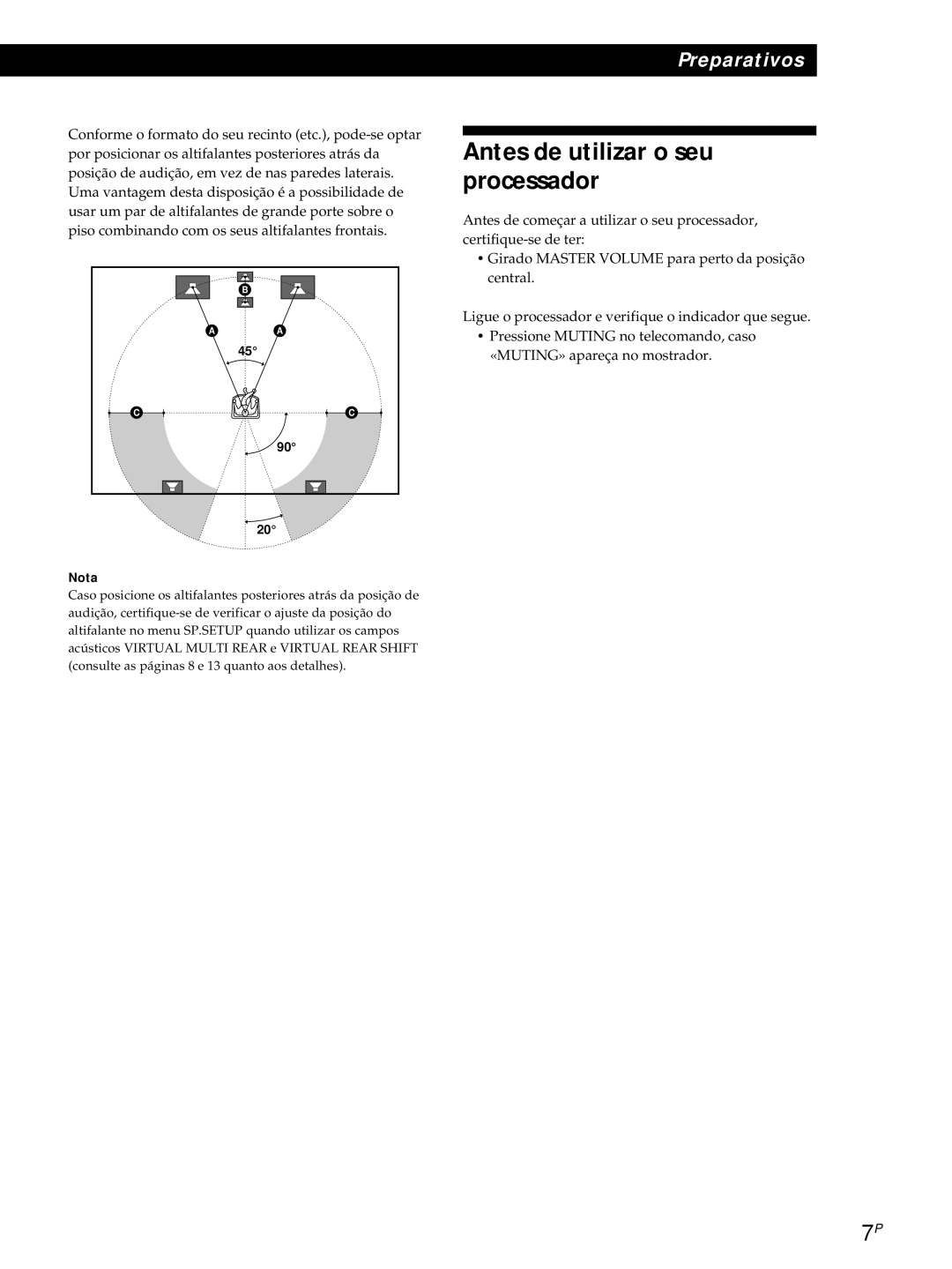 Sony SDP-E800 operating instructions Antes de utilizar o seu processador 