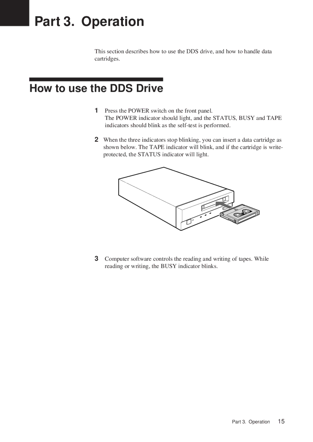 Sony SDT-S9000/BM manual Part 3. Operation, How to use the DDS Drive 