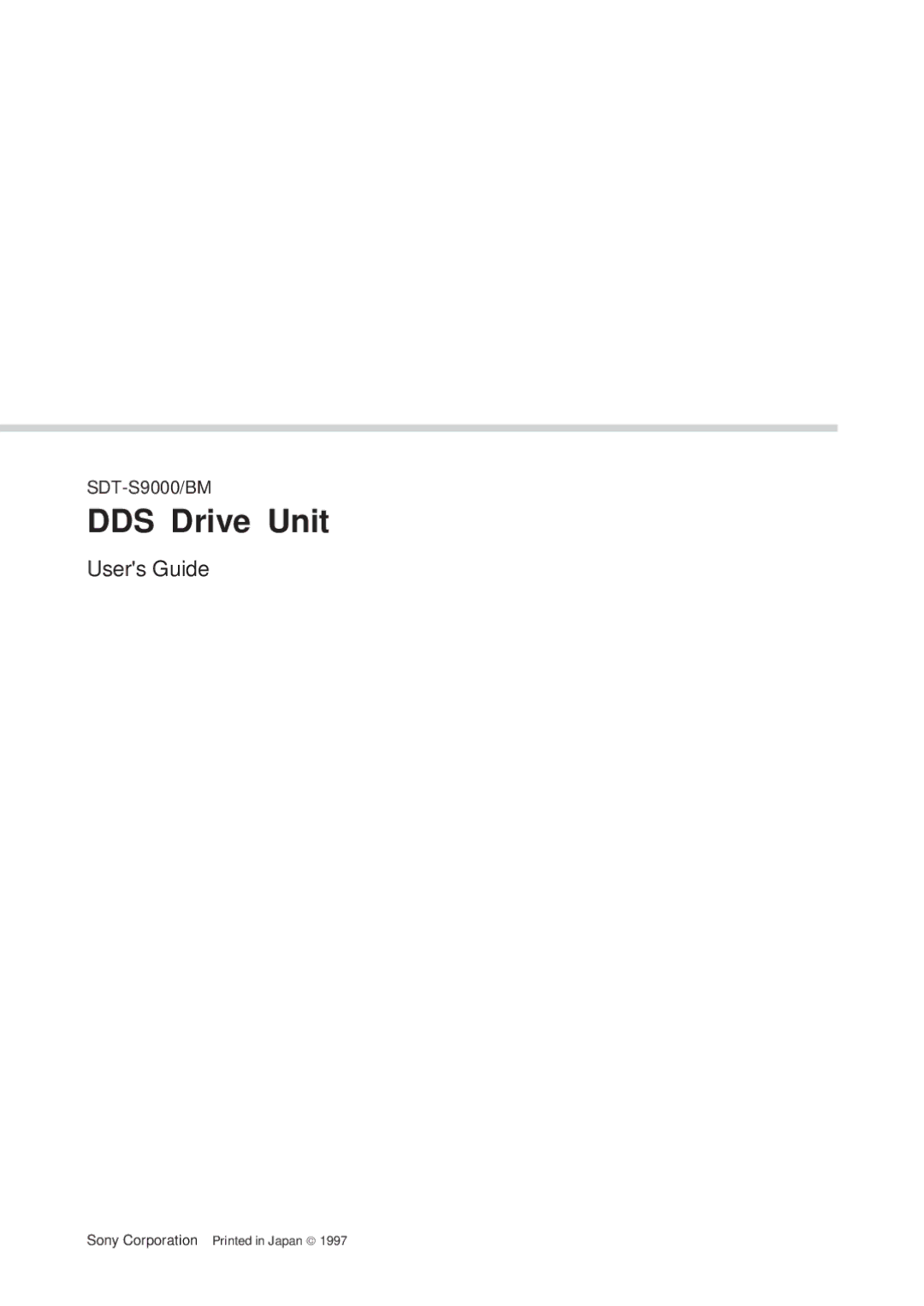 Sony SDT-S9000/BM manual DDS Drive Unit 