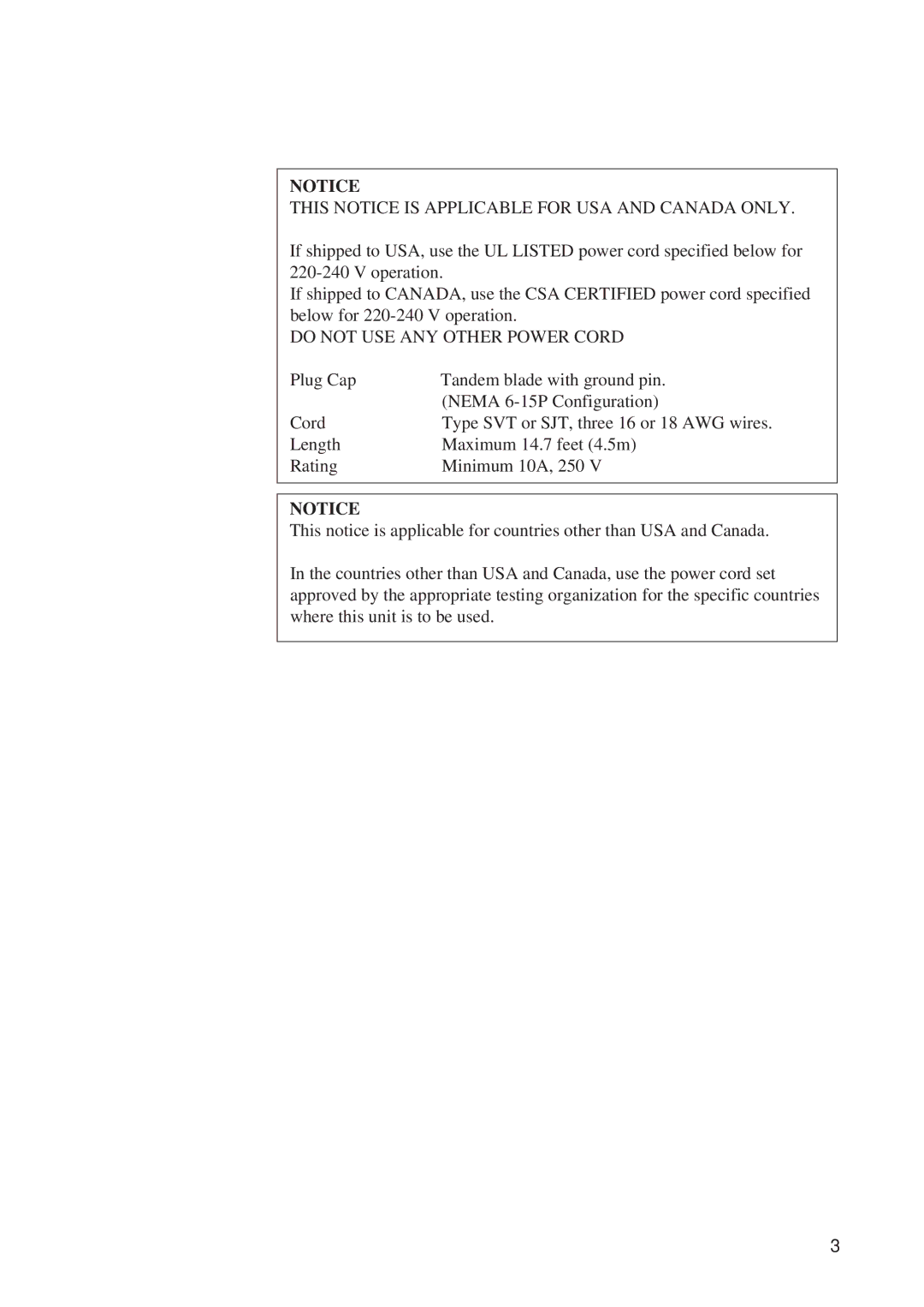 Sony SDT-S9000/BM manual This Notice is Applicable for USA and Canada only 