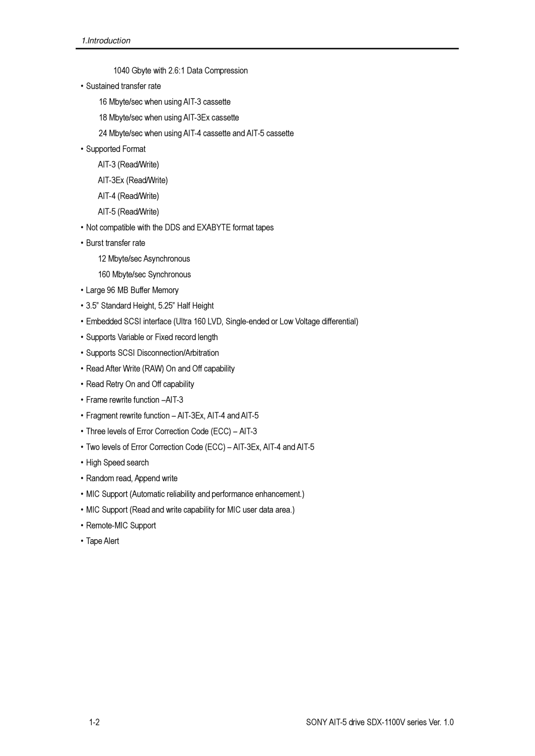 Sony SDX-1100V/R manual Introduction 