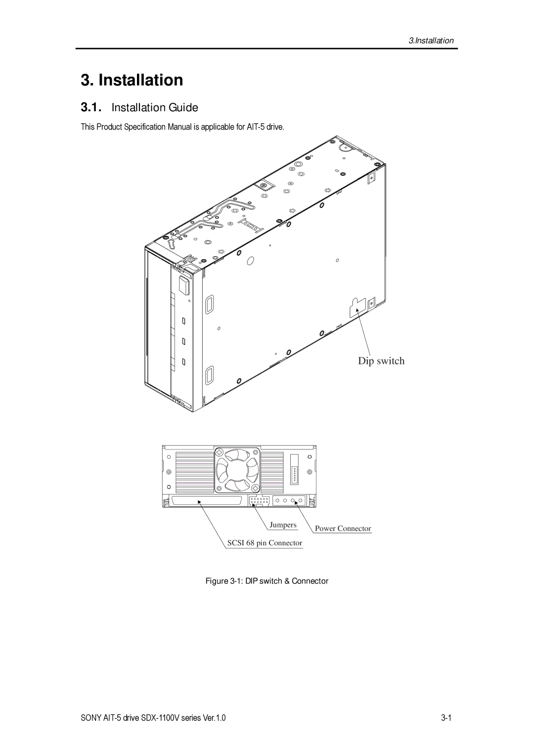 Sony SDX-1100V/R manual Installation Guide 