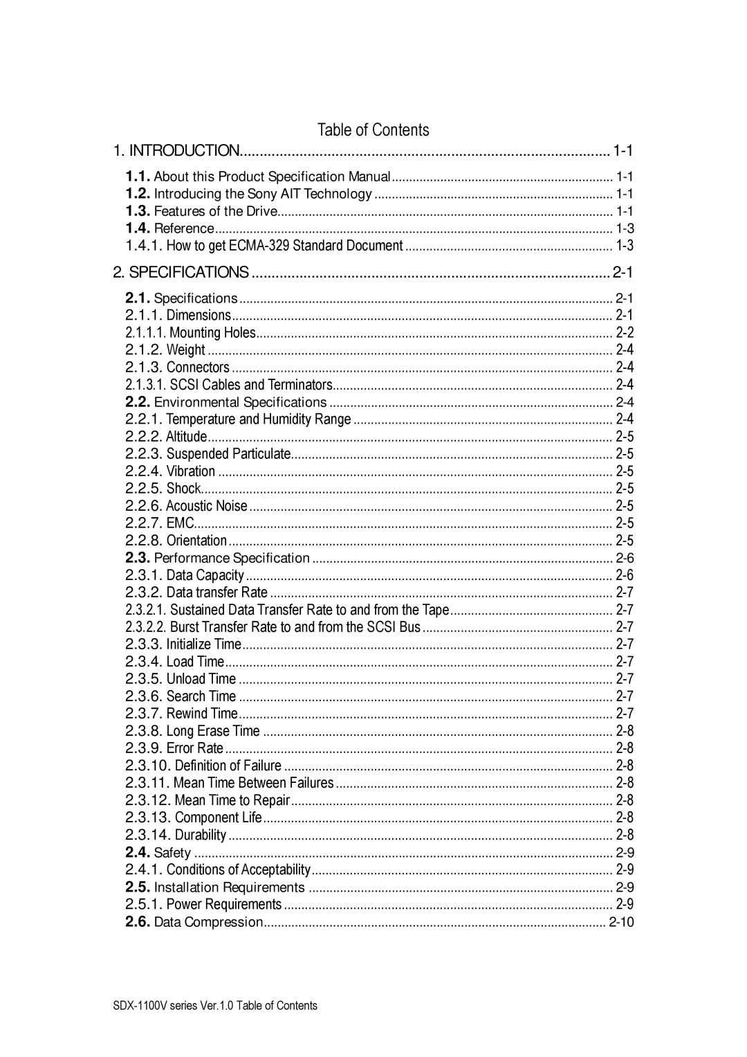 Sony SDX-1100V/R manual Introduction 