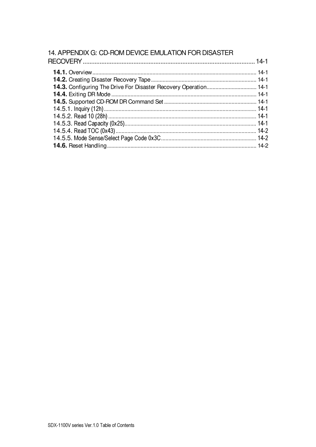 Sony SDX-1100V/R manual Appendix G CD-ROM Device Emulation for Disaster Recovery 