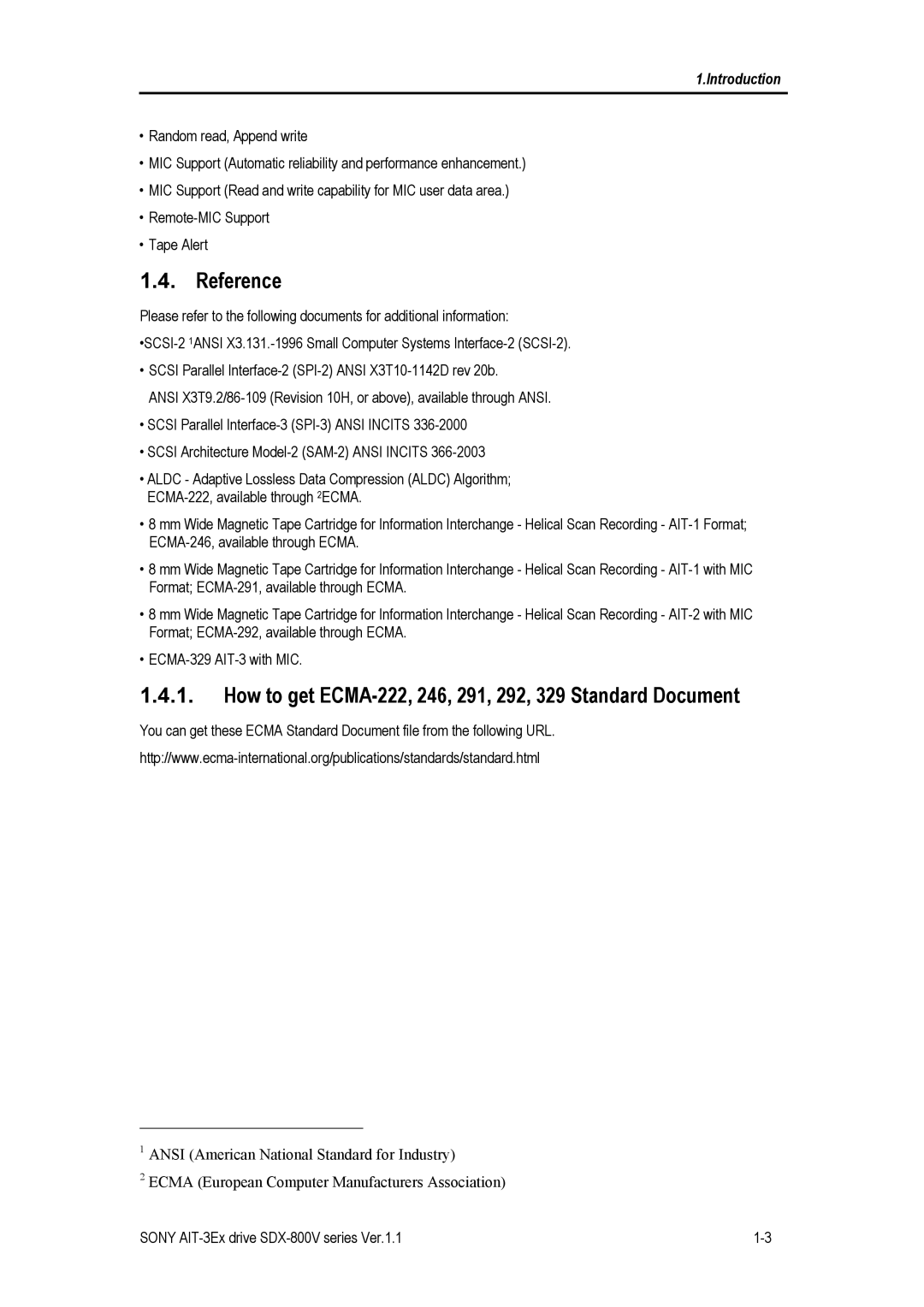 Sony SDX-800V/R manual Reference, How to get ECMA-222, 246, 291, 292, 329 Standard Document 