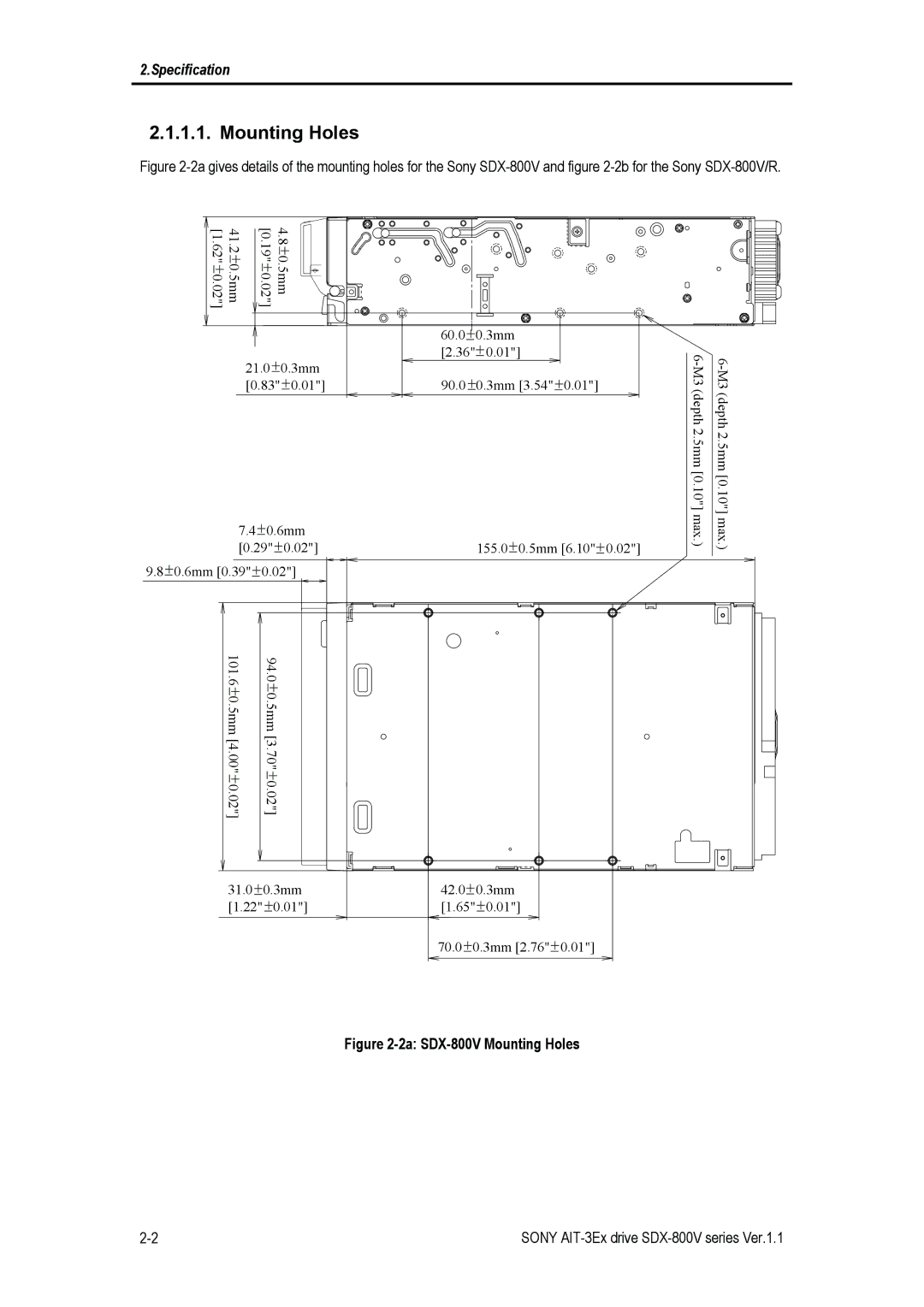 Sony SDX-800V/R manual 2a SDX-800V Mounting Holes 