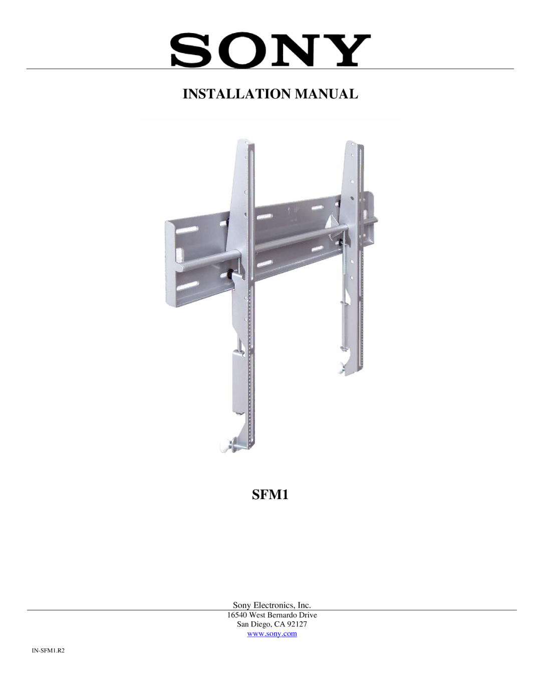 Sony installation manual Installation Manual SFM1 