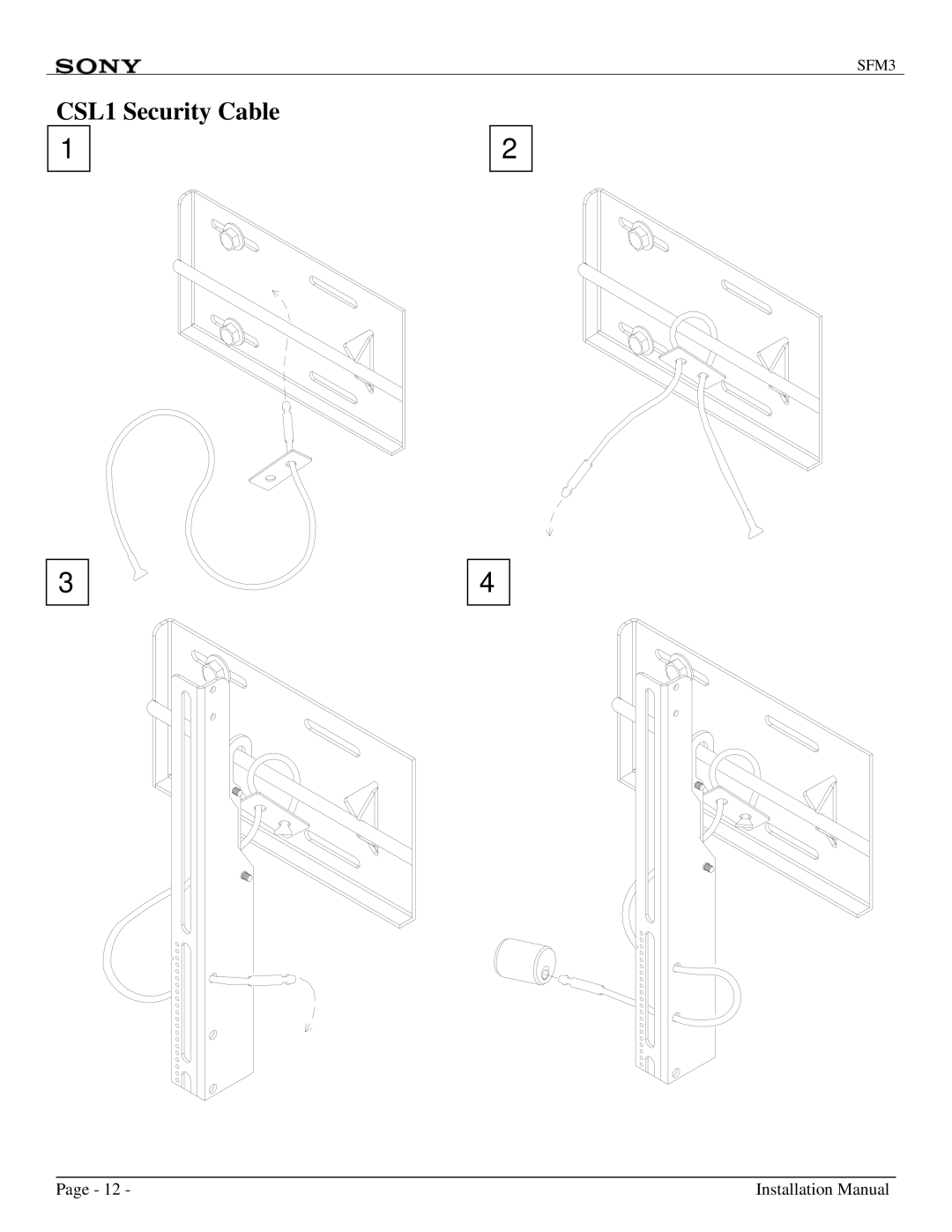 Sony SFM3 installation manual CSL1 Security Cable 