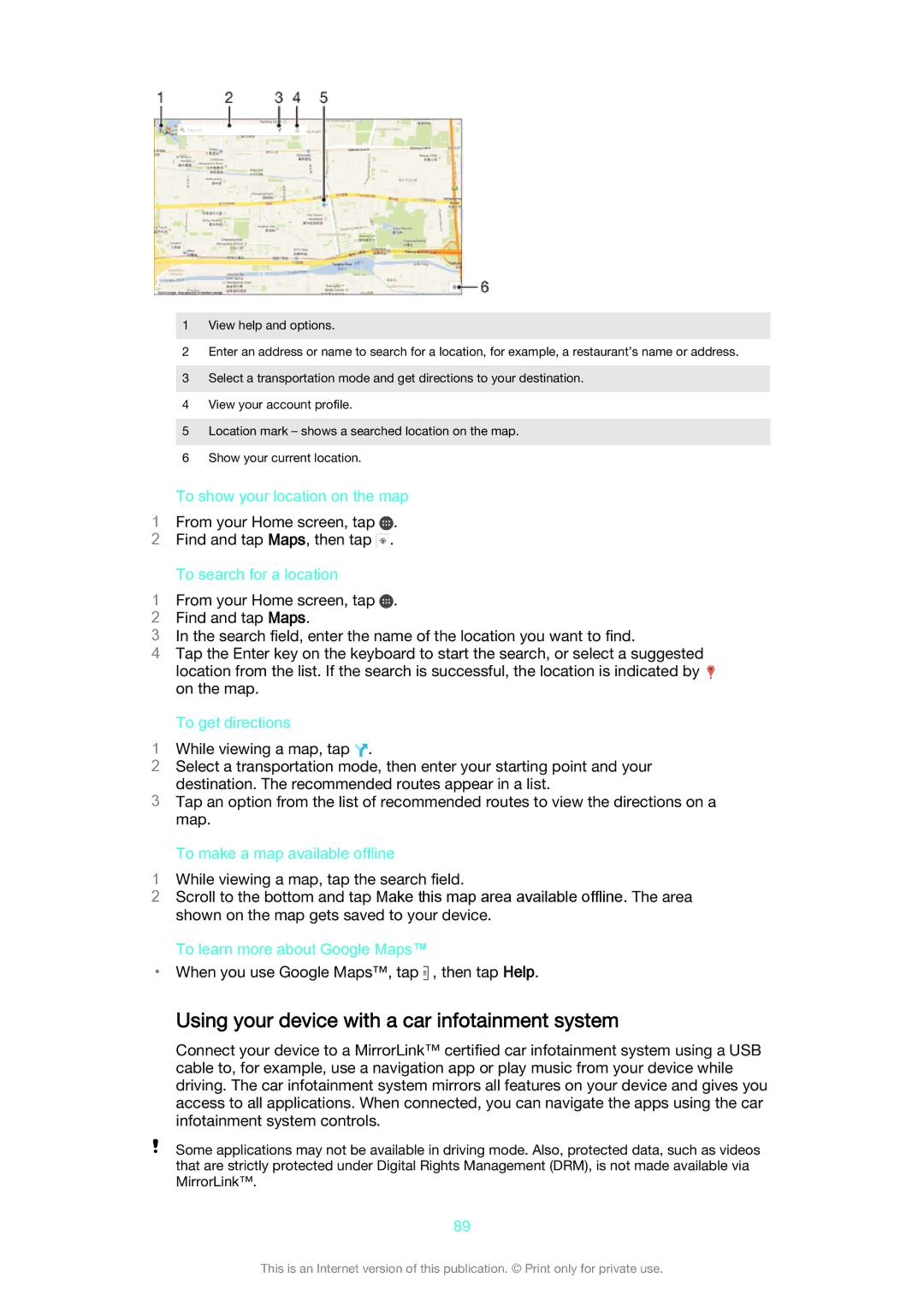 Sony SGP511, SGP 512 manual Using your device with a car infotainment system 