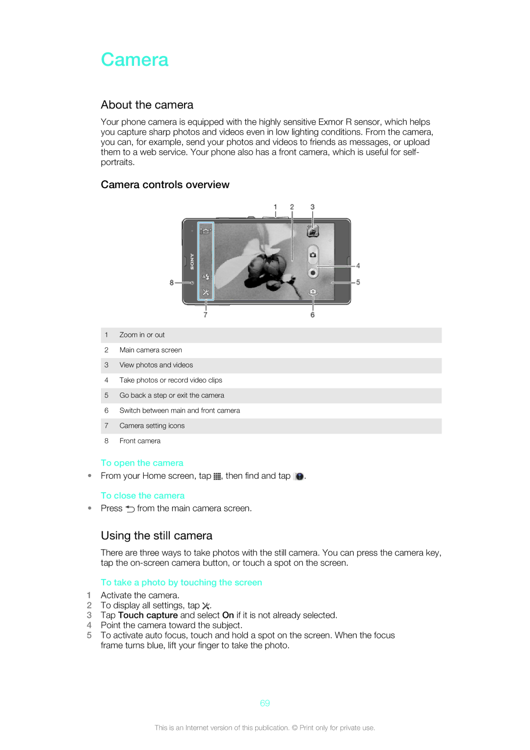 Sony SGP312U1B, SGP311U1B manual About the camera, Using the still camera, Camera controls overview 