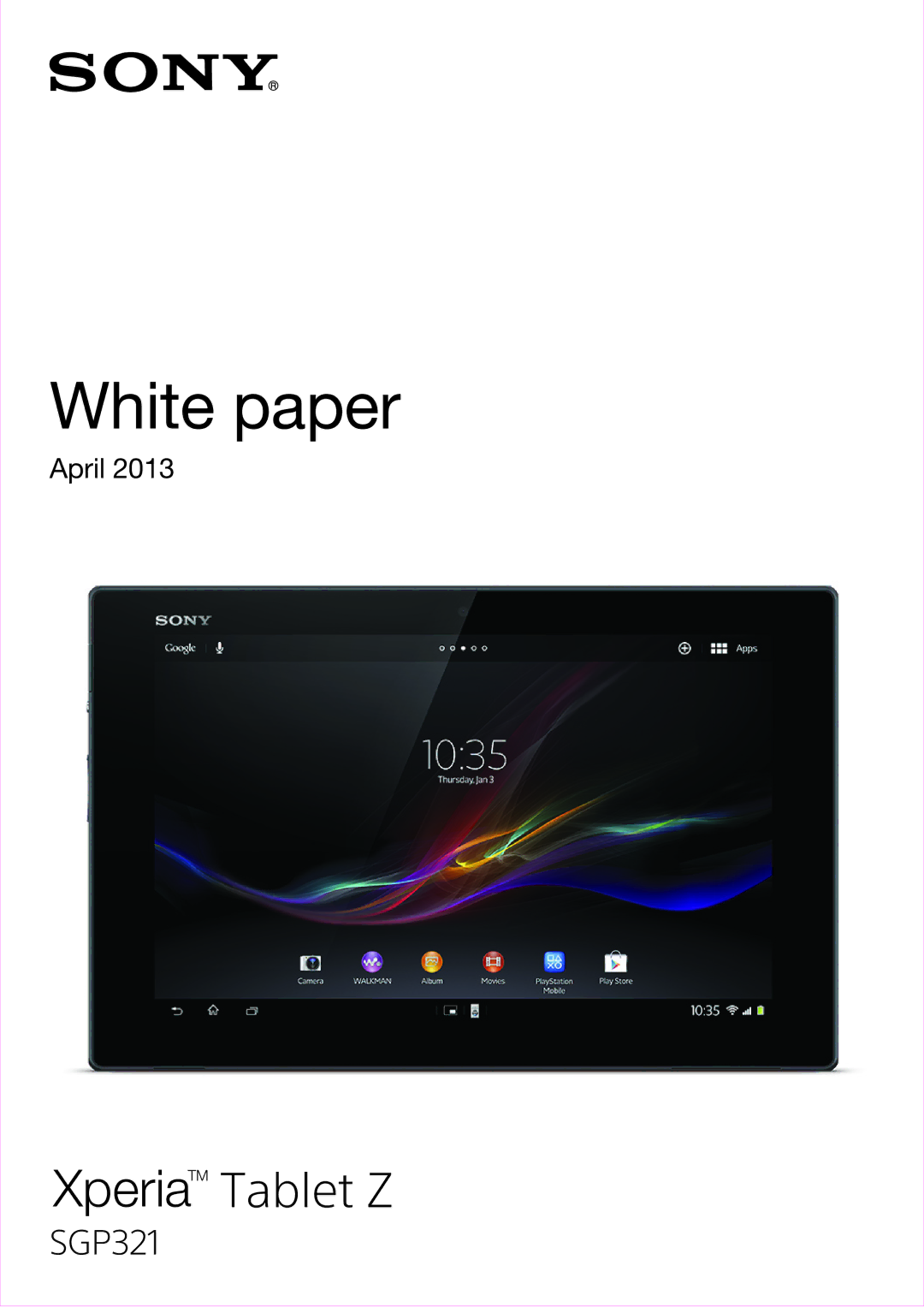 Sony SGP321 manual White paper 