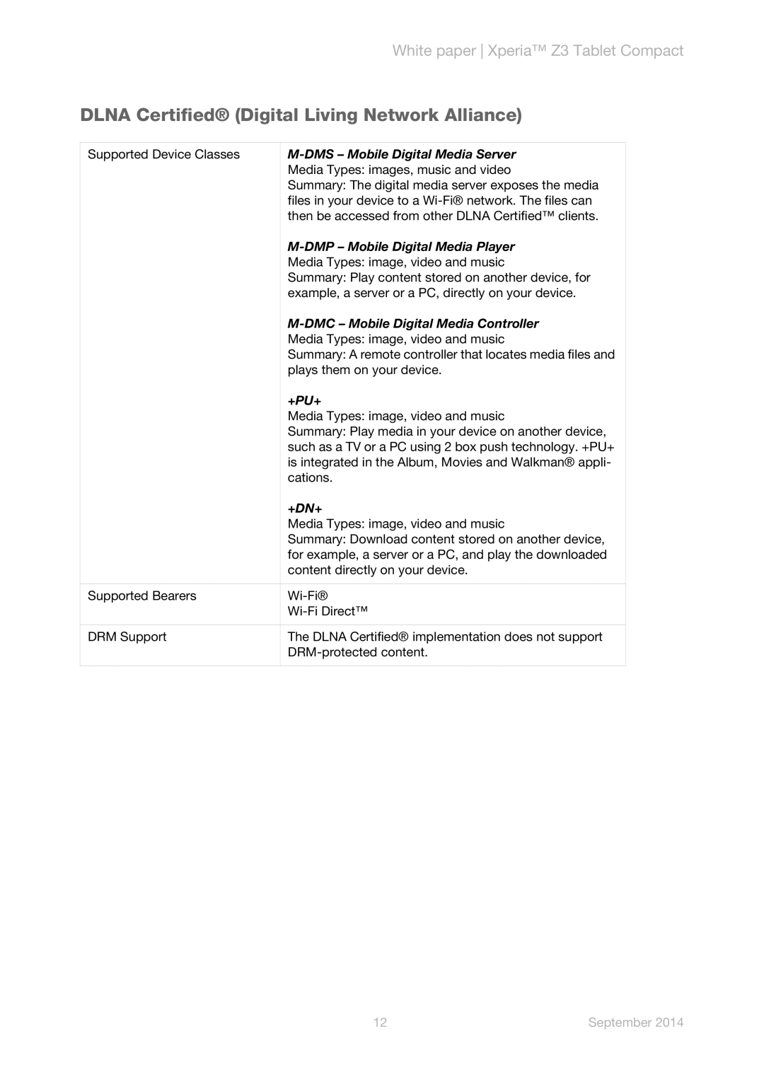 Sony SGP621, SGP641 manual Dlna Certified Digital Living Network Alliance, DMS Mobile Digital Media Server 