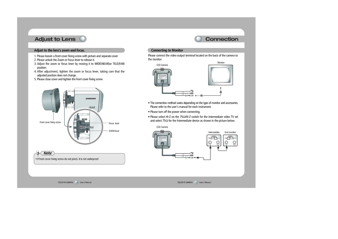 Sony SIR-4150 user manual Adjust to Lens, Connection 