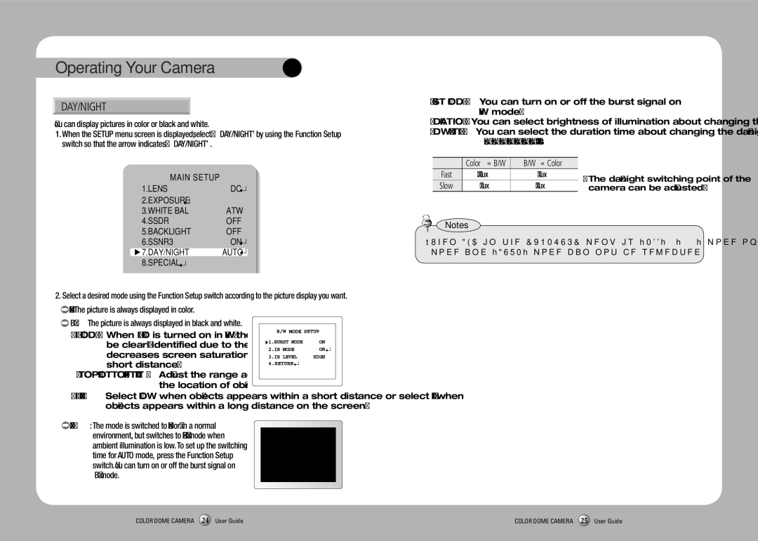 Sony SIR4260V manual Day/Night, You can display pictures in color or black and white, Camera can be adjusted 