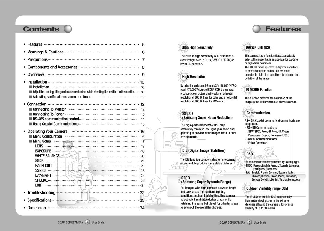 Sony SIR4260V manual Contents Features 