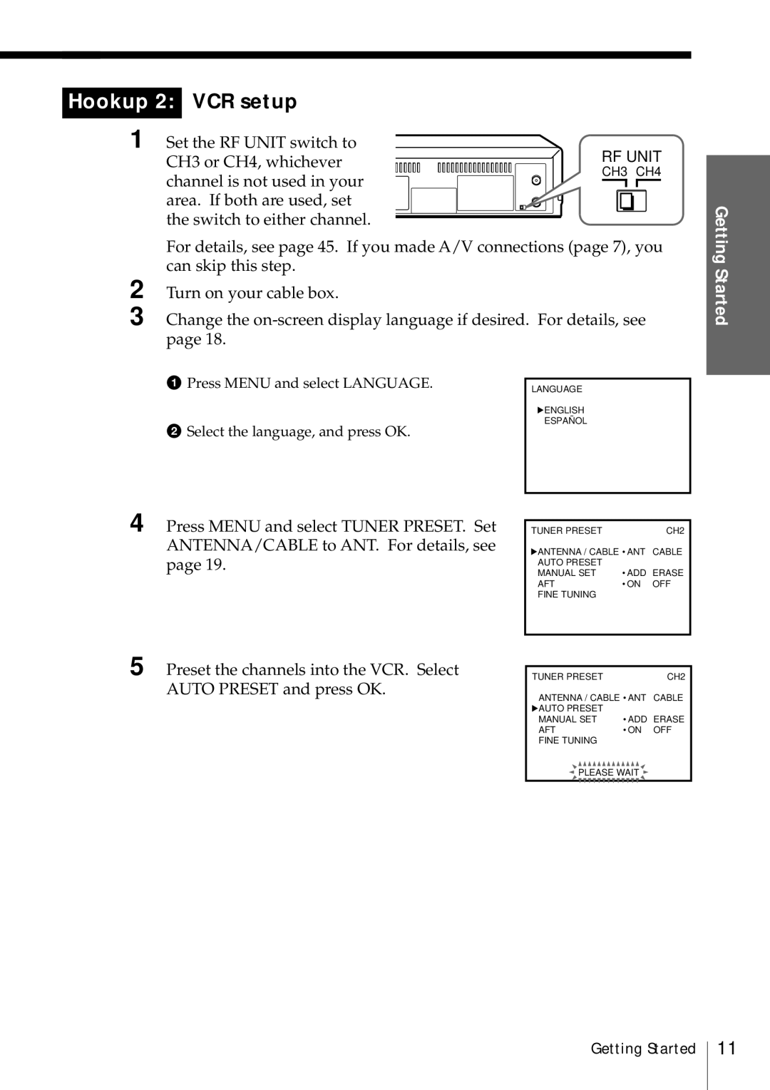 Sony SLV-469 Channel is not used in your, Preset the channels into the VCR. Select, Auto Preset and press OK 