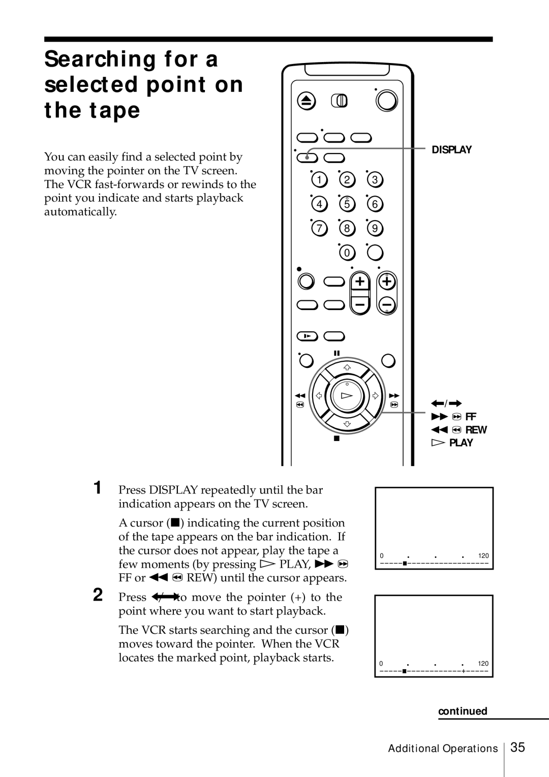 Sony SLV-469 operating instructions Searching for a selected point on the tape 