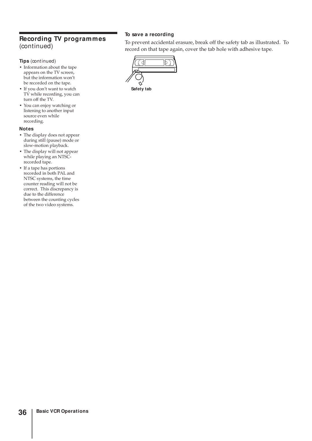 Sony SLV-AV100UX operating instructions Recording TV programmes, To save a recording 