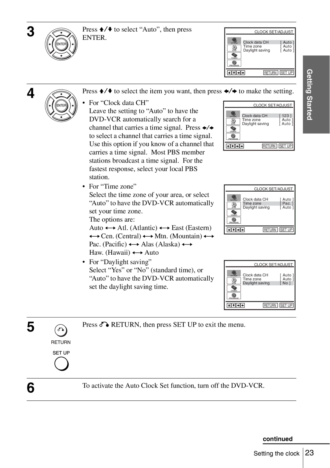 Sony SLV-D560P, SLV-D360P Press V/v to select Auto, then press, Press V/v to select the item you want, then press To make 