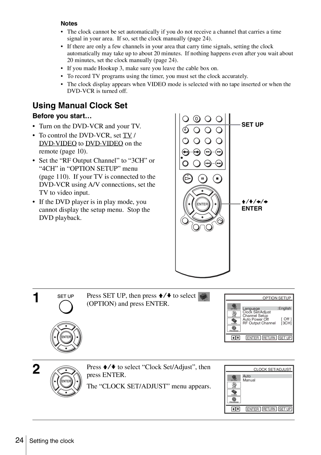 Sony SLV-D360P, SLV-D560P operating instructions Using Manual Clock Set 