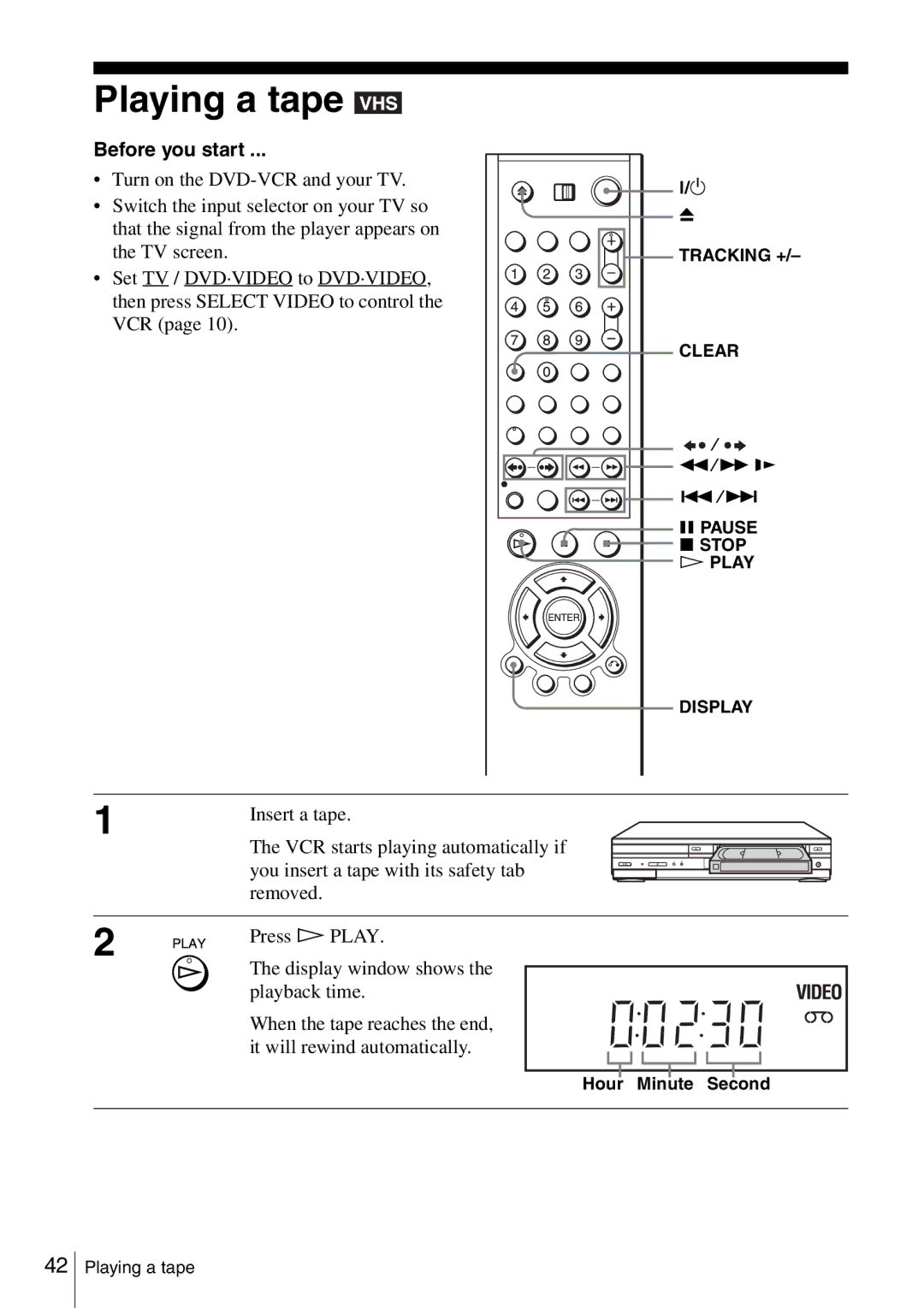 Sony SLV-D360P, SLV-D560P operating instructions Playing a tape, Before you start 