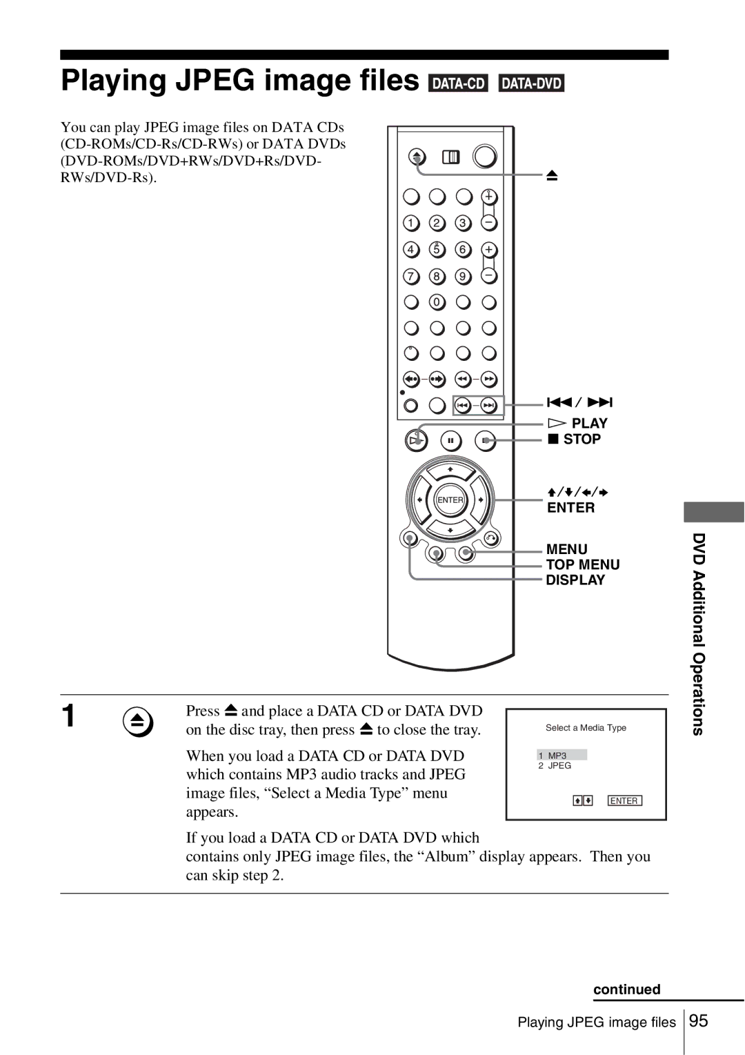 Sony SLV-D560P, SLV-D360P operating instructions Playing Jpeg image files, If you load a Data CD or Data DVD which 