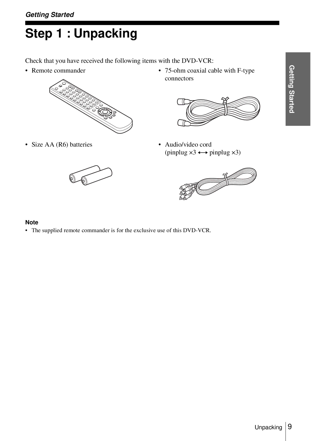 Sony SLV-D550P, D350P operating instructions Unpacking 