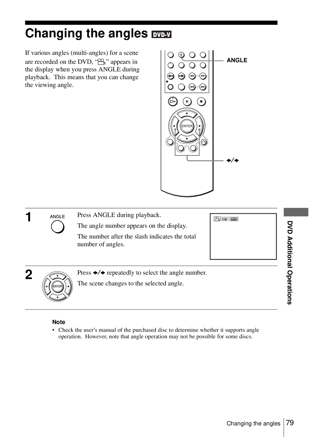 Sony SLV-D550P, D350P operating instructions Changing the angles, Press Angle during playback 