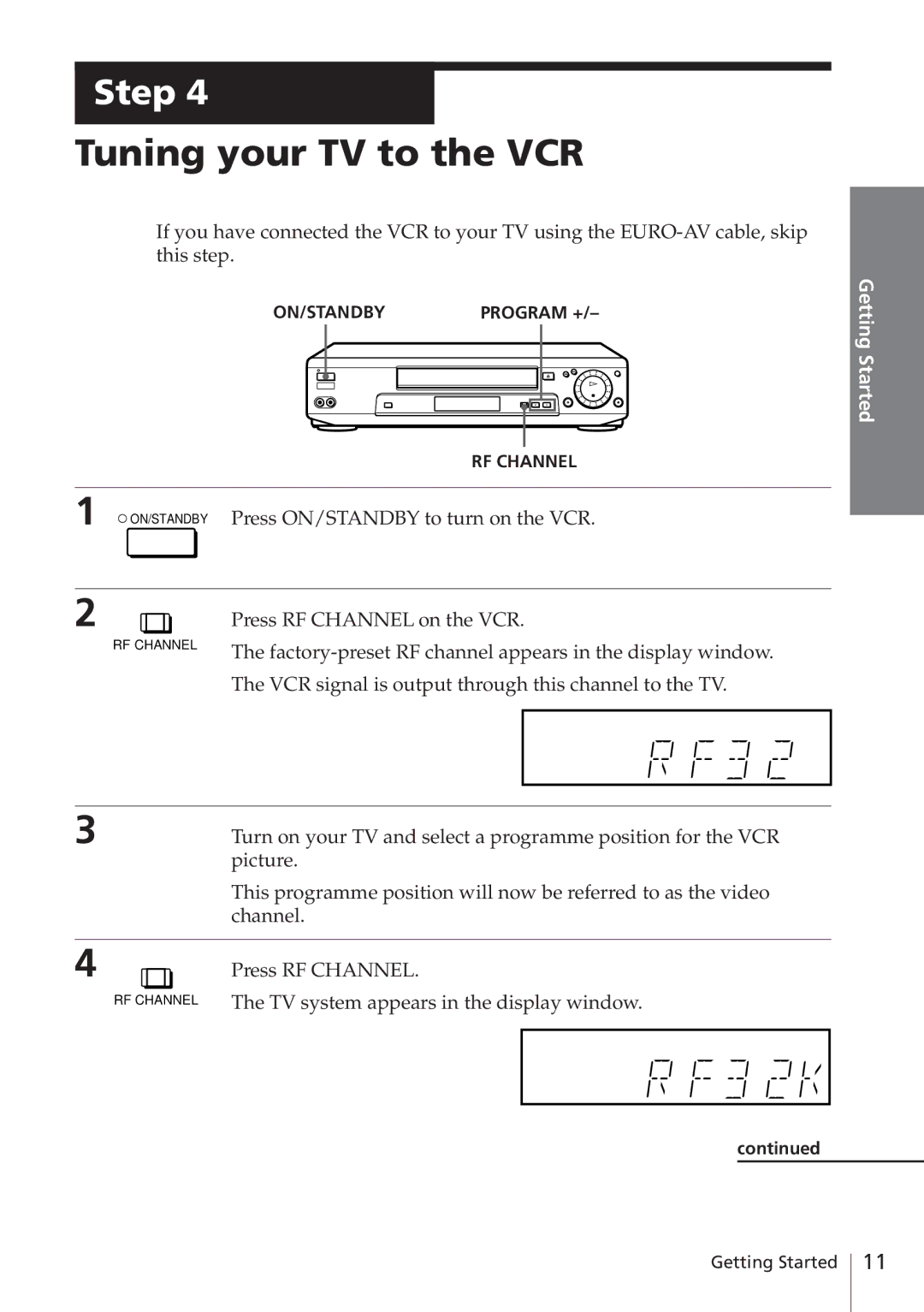 Sony SLV-E580EE manual Tuning your TV to the VCR 