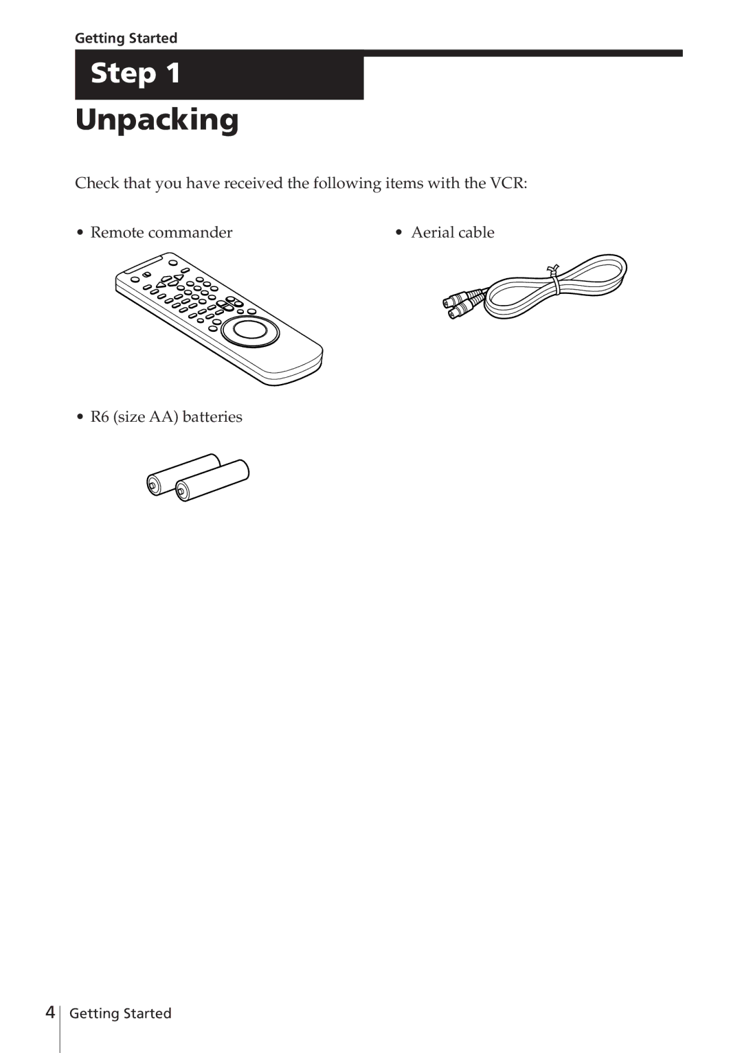 Sony SLV-E580EE manual Unpacking, Getting Started 